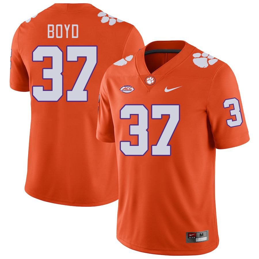 Men #37 Liam Boyd Clemson Tigers College Football Jerseys Stitched-Orange